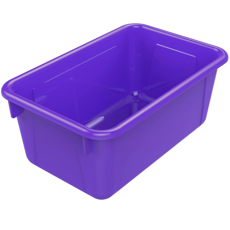 Storex Small Cubby Bins â€“ Plastic Storage Containers for Classroom, 12.2 x 7.8 x 5.1 inches, Purple, 5-Pack (62419U05C) - Image 2